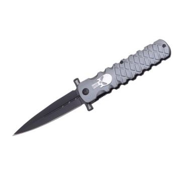 " Skull " Fantasy Handle Action Assist Knife 4.75" Closed